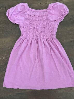 GAP Girls' Lavender Pink Smocked Puff-Sleeve Dress